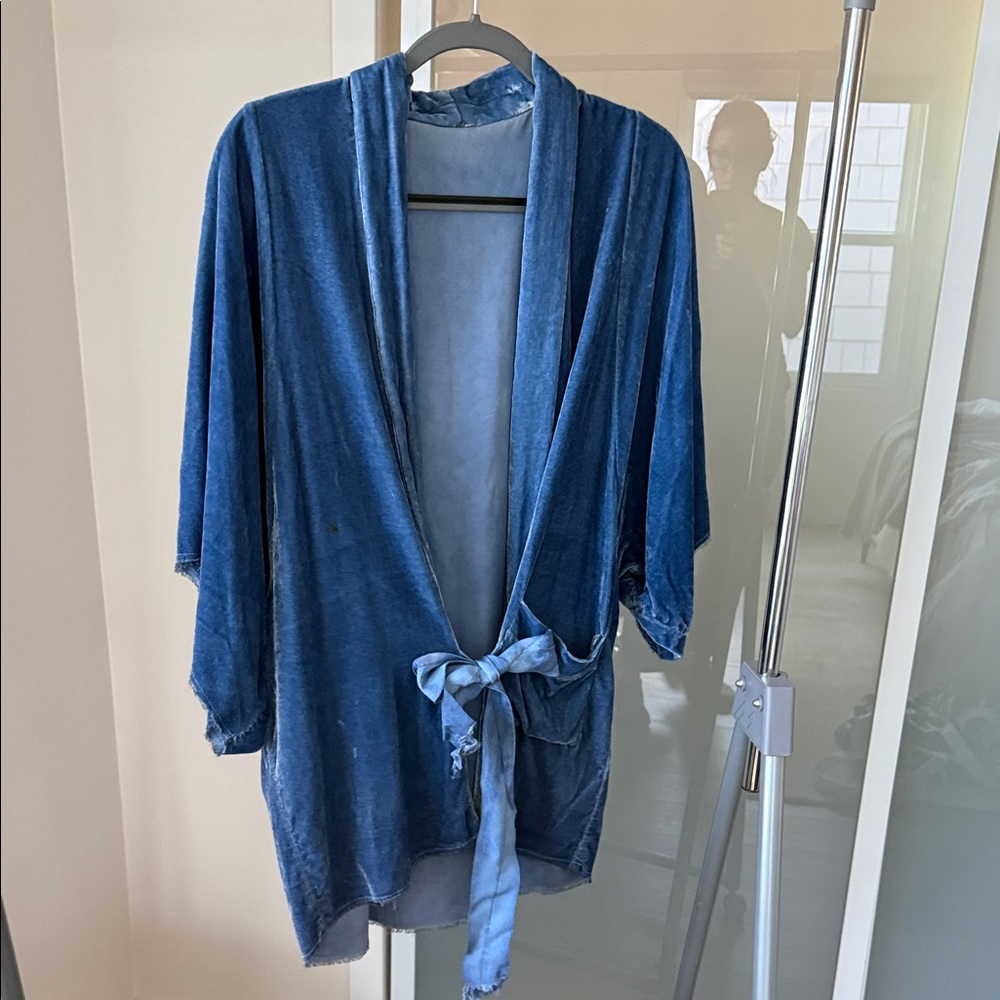 Katherine Story Blue Velvet Kimono style Jacket.